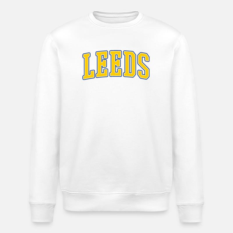 Leeds Varsity Schriftzug Gelb Blau - Stanley/Stella Unisex Bio-Sweatshirt ROLLER - Weiß