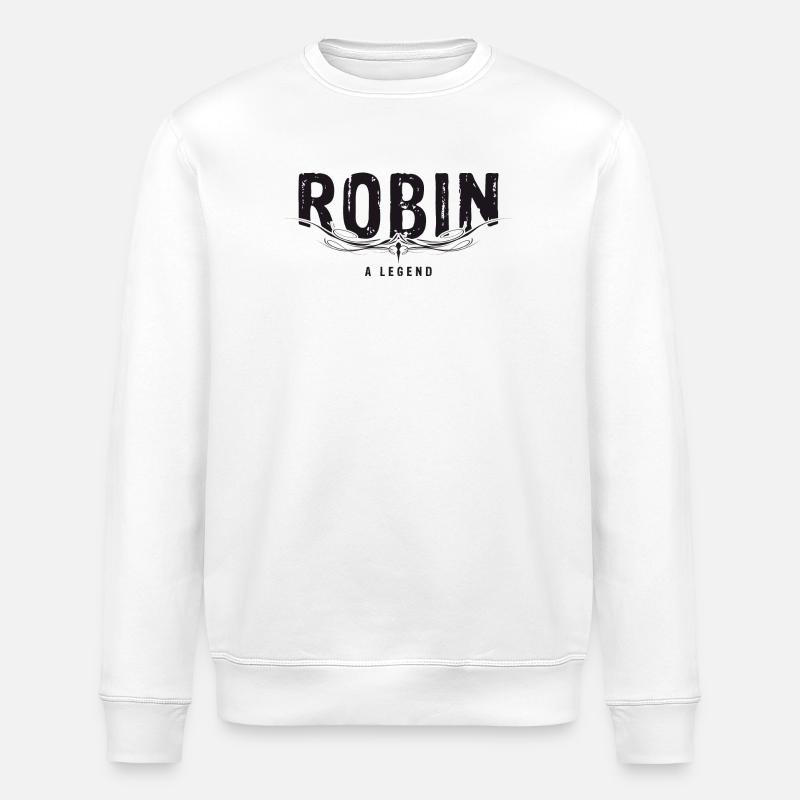 ROBIN A LEGEND verziert - Stanley/Stella Unisex Bio-Sweatshirt ROLLER - Weiß