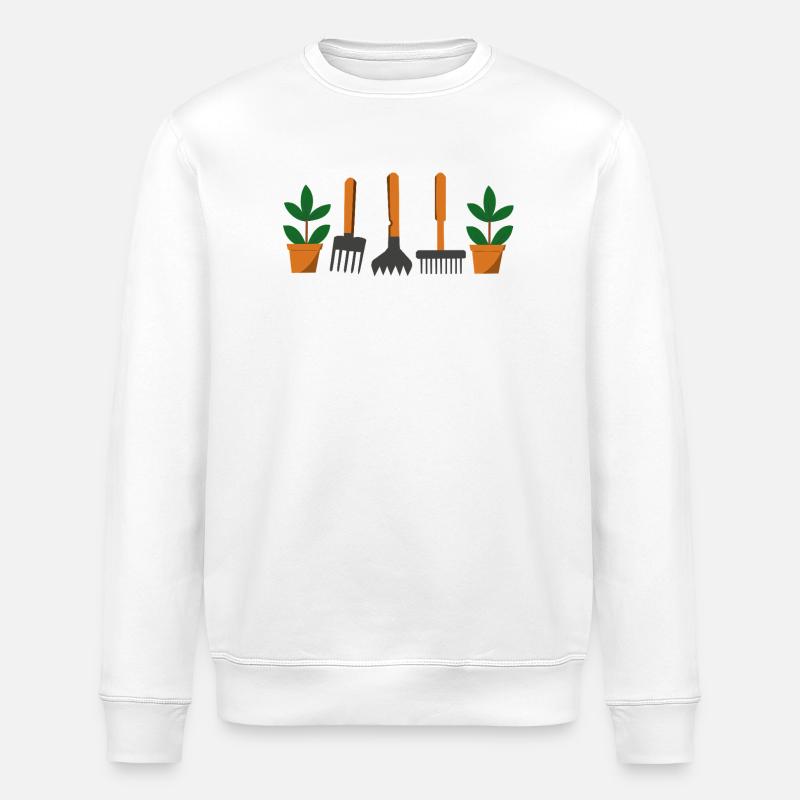 Gartenwerkzeug und Pflänzchen - Stanley/Stella Unisex Bio-Sweatshirt ROLLER - Weiß