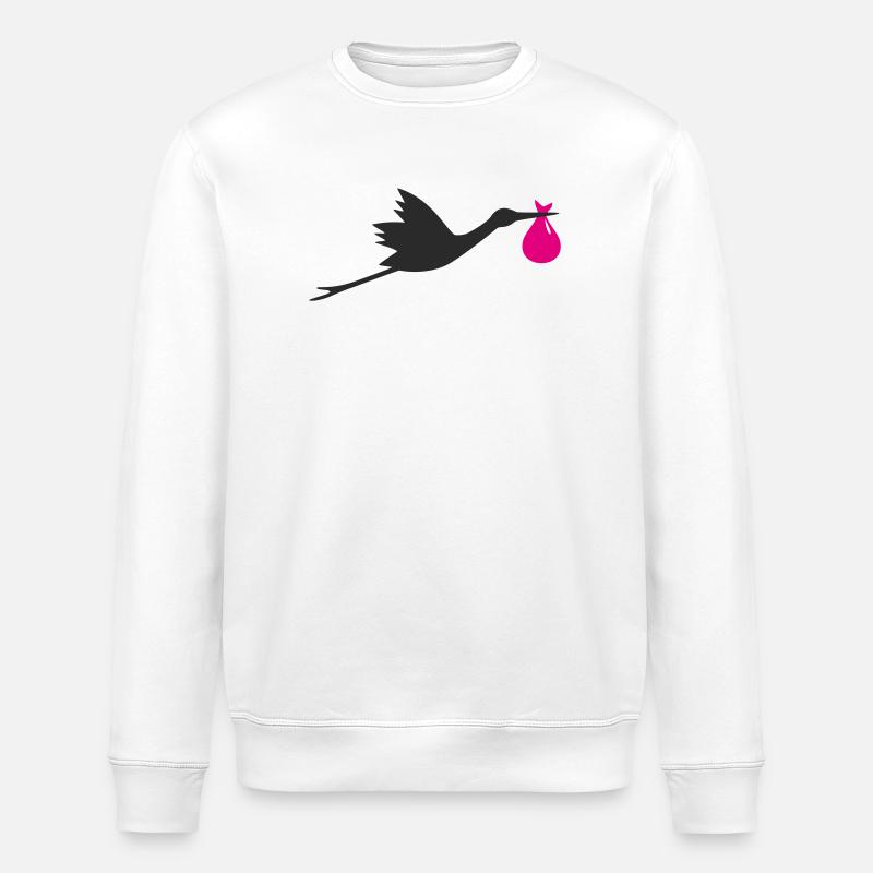Klapperstorch Storch Mädchen rosa - Stanley/Stella Unisex Bio-Sweatshirt ROLLER - Weiß