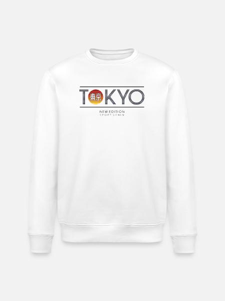 Tokio Neon Sonne Motiv - Stanley/Stella Unisex Bio-Sweatshirt ROLLER - Weiß