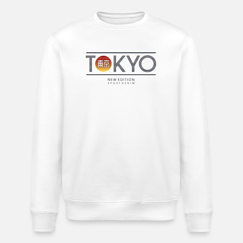 Motif Soleil Néon Tokyo - Sweat bio ROLLER Stanley/Stella Unisexe - blanc