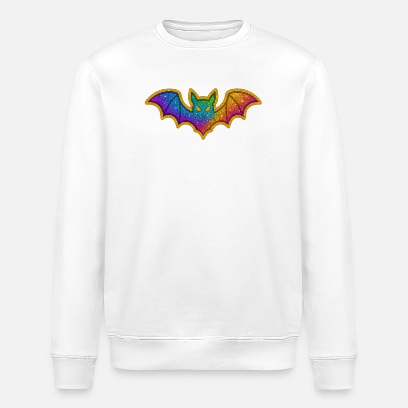 Rainbow Glitter Bat - Stanley/Stella ROLLER Unisex Organic Sweatshirt - white