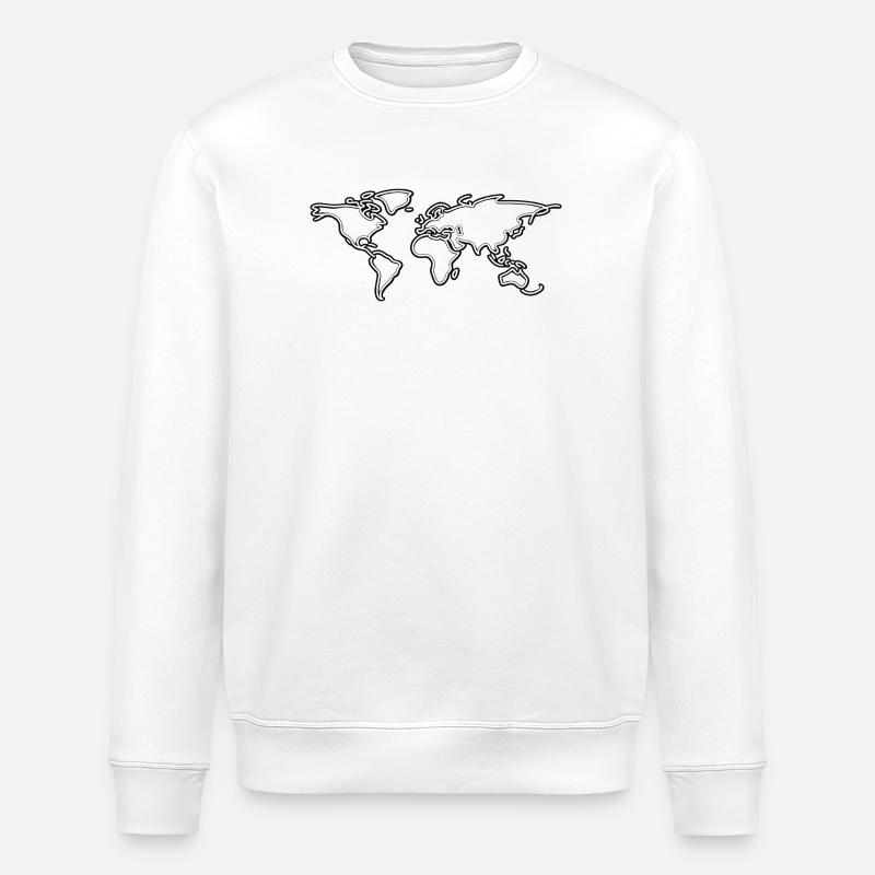 Neon-Weltkarten-Umriss-Tee - Stanley/Stella Unisex Bio-Sweatshirt ROLLER - Weiß