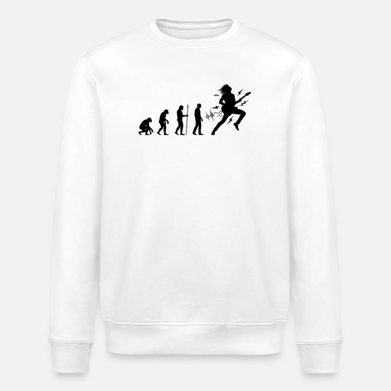 Evolution zum Gitarristen Rockmusiker - Stanley/Stella Unisex Bio-Sweatshirt ROLLER - Weiß