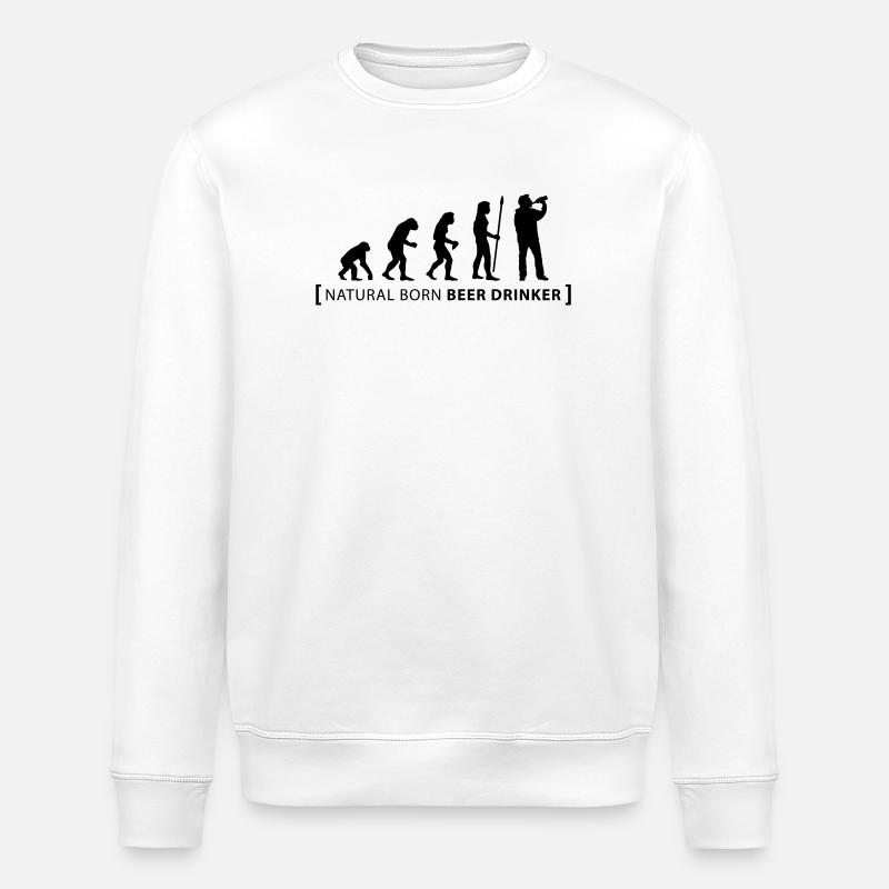 evolution_beer_drinker - Sweat bio ROLLER Stanley/Stella Unisexe - blanc