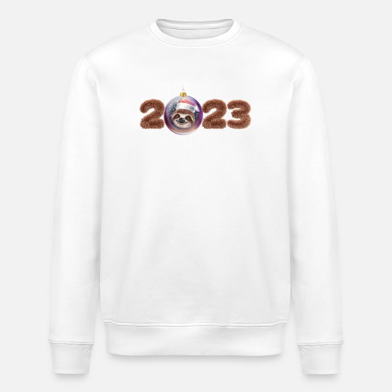 2023 boule de Noël paresseux mignon - Sweat bio ROLLER Stanley/Stella Unisexe - blanc