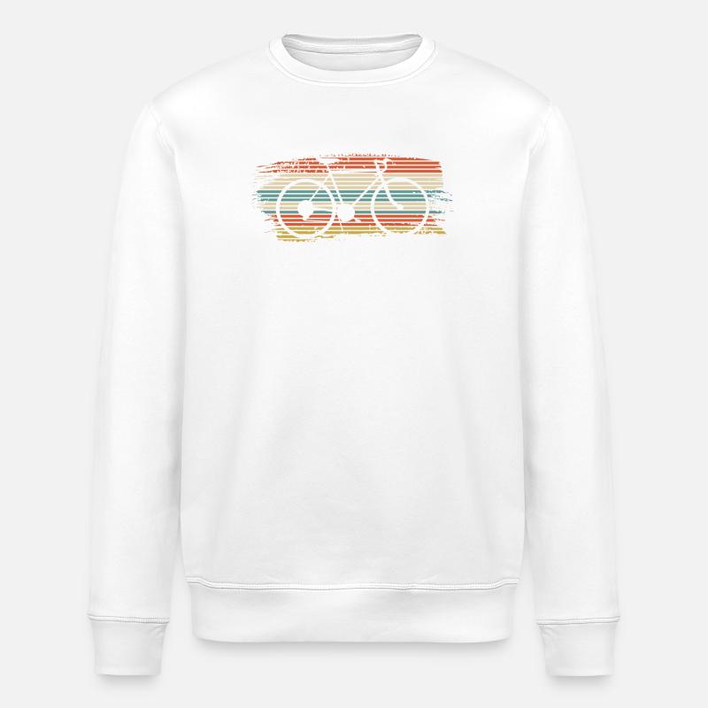 Rainbow Striped Bicycle - Stanley/Stella ROLLER Unisex Organic Sweatshirt - white