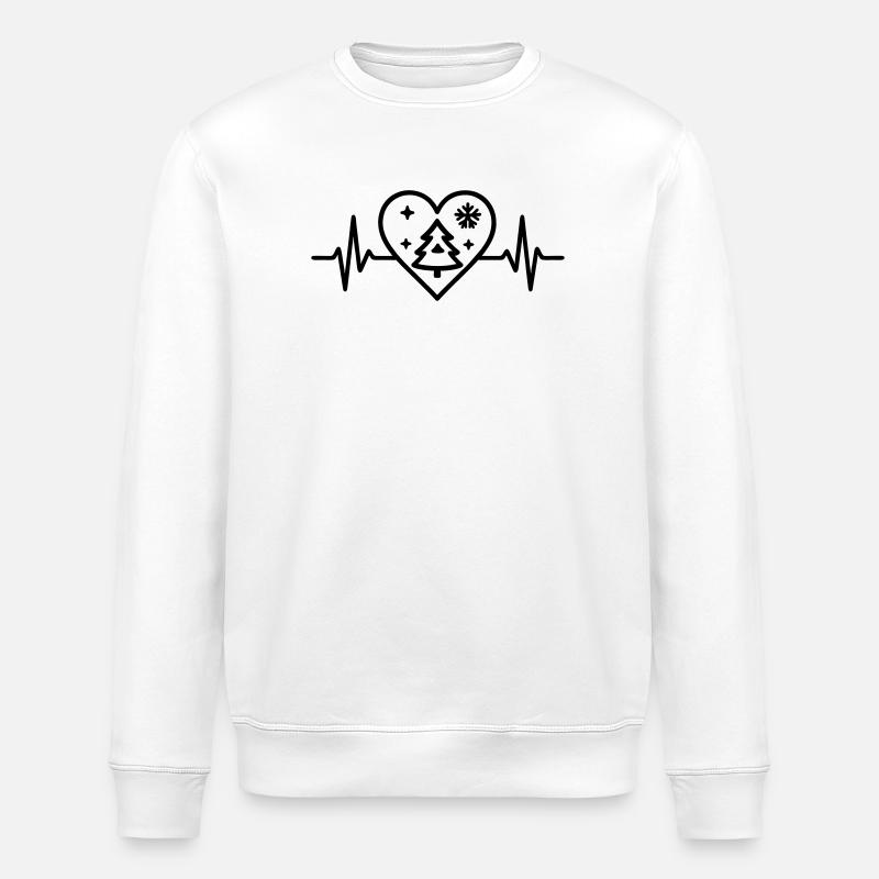 Arbre de Noël Coeur Noël Hiver - Sweat bio ROLLER Stanley/Stella Unisexe - blanc