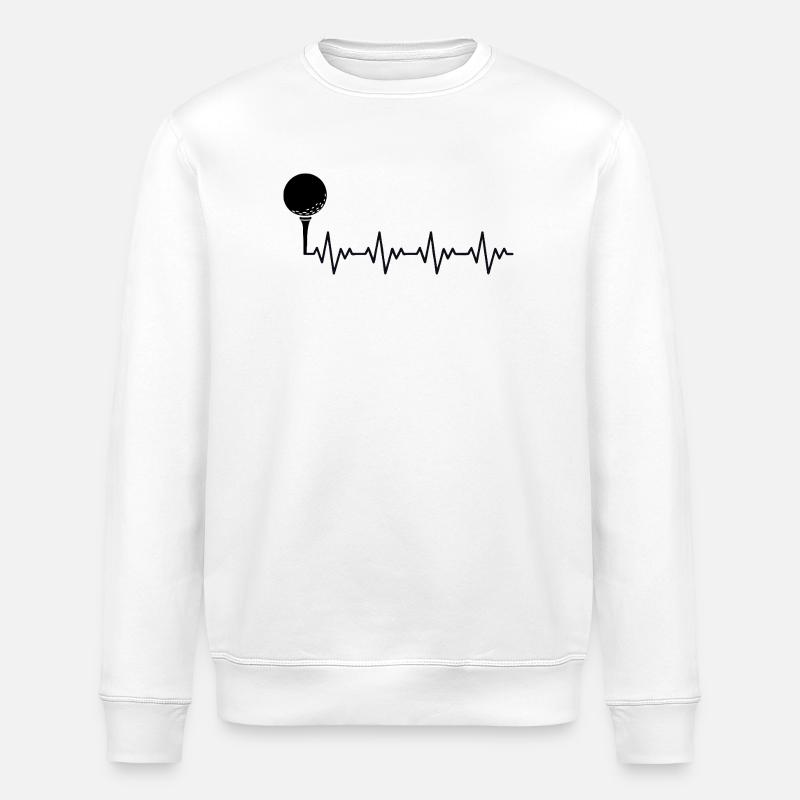 Golf Golfer Golfball EKG Herzschlag Herzfrequenz - Stanley/Stella Unisex Bio-Sweatshirt ROLLER - Weiß