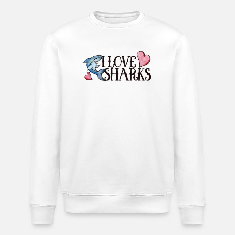 J’adore les requins en gras - Sweat bio ROLLER Stanley/Stella Unisexe - blanc