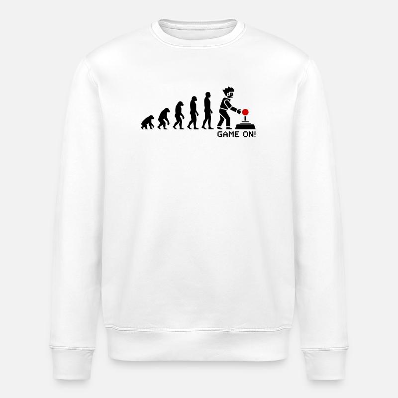Evolution to Gamer Pixel Look - Stanley/Stella ROLLER Unisex Organic Sweatshirt - white