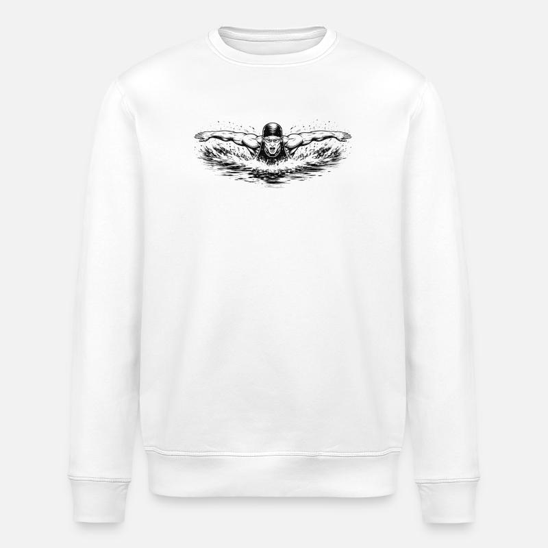 Float in powerful Comic Ink style - Stanley/Stella ROLLER Unisex Organic Sweatshirt - white