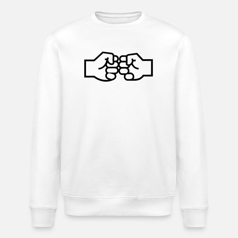 Faust Check Fistbump Hände Outline - Stanley/Stella Unisex Bio-Sweatshirt ROLLER - Weiß