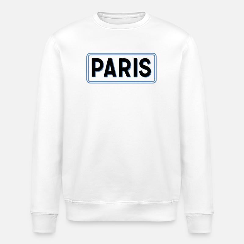 Paris en Silhouette Bleu Linéaire - Sweat bio ROLLER Stanley/Stella Unisexe - blanc