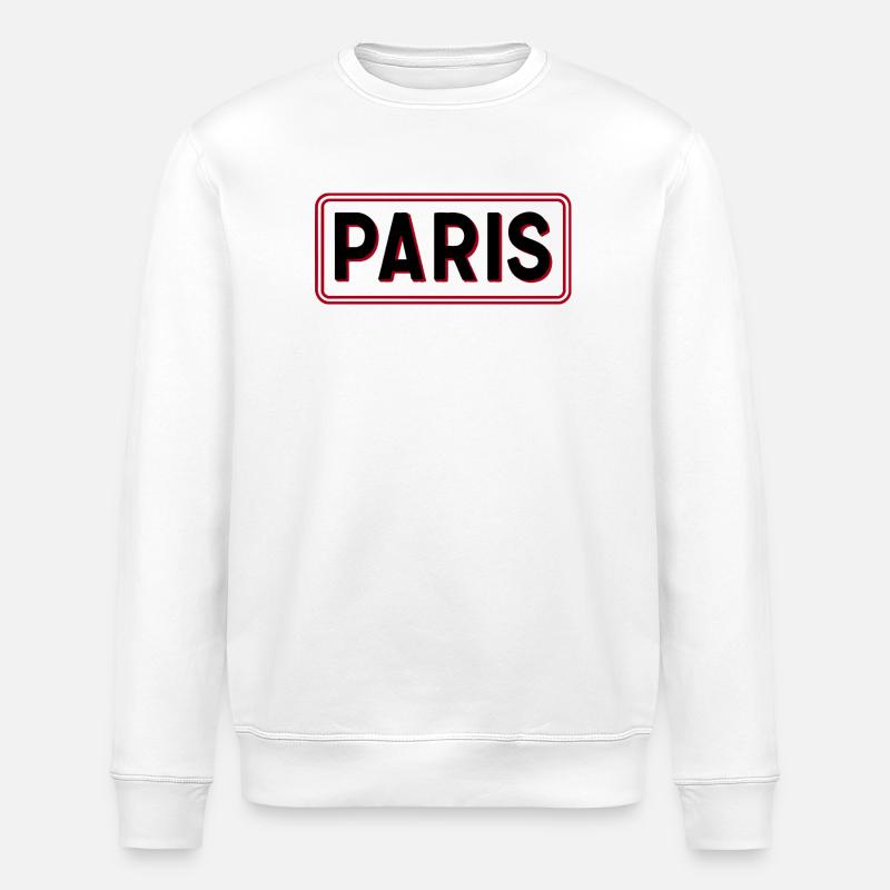 Paris Red Frame Typography - Stanley/Stella ROLLER Unisex Organic Sweatshirt - white