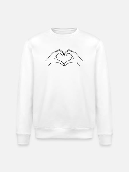 Heart Hands Line Art | K-Pop Love - Stanley/Stella ROLLER Unisex Organic Sweatshirt - white