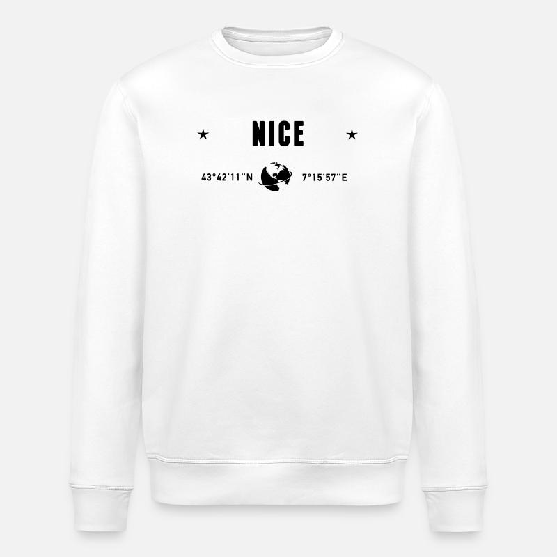 Nice France Coordonnées Gps Globe - Sweat bio ROLLER Stanley/Stella Unisexe - blanc