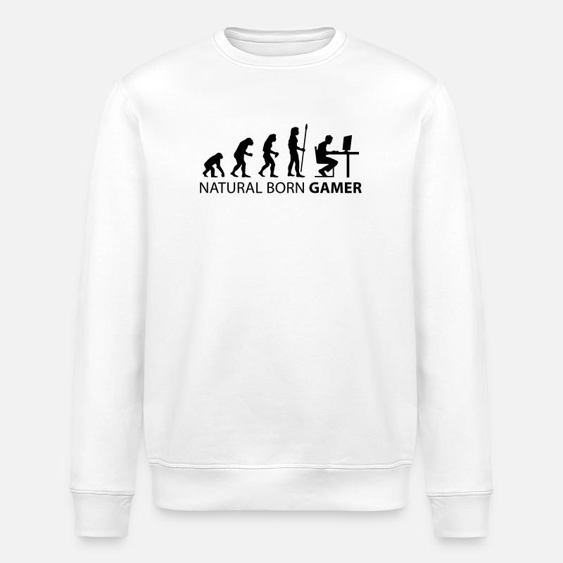 evolution natural born gamer - Stanley/Stella Unisex Bio-Sweatshirt ROLLER - Weiß