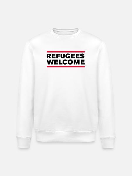 politik refugees welcome - Stanley/Stella Unisex Bio-Sweatshirt ROLLER - Weiß