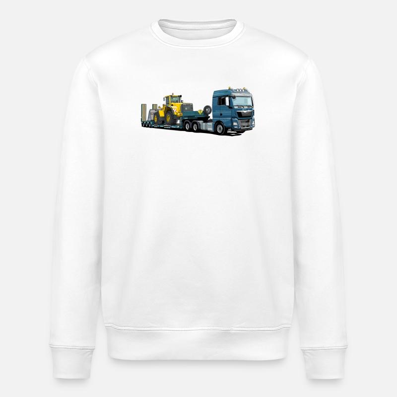 Tieflader mit Bagger - Stanley/Stella Unisex Bio-Sweatshirt ROLLER - Weiß