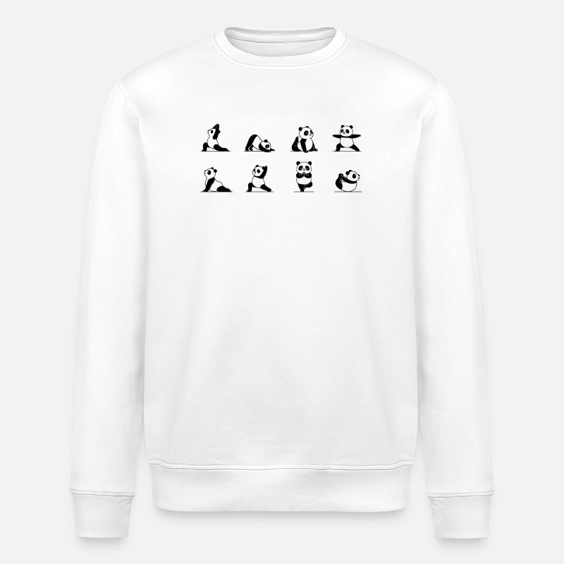 Yoga Practicing Pandas - Stanley/Stella ROLLER Unisex Organic Sweatshirt - white
