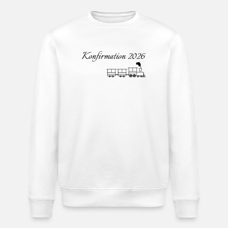 Konfirmation 2026 fahrender Zug dampfende Lok - Stanley/Stella Unisex Bio-Sweatshirt ROLLER - Weiß
