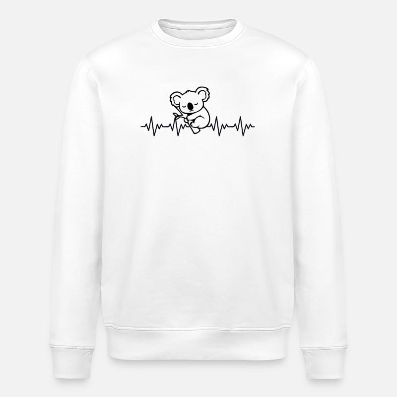Koala EKG Herzschlag - Stanley/Stella Unisex Bio-Sweatshirt ROLLER - Weiß