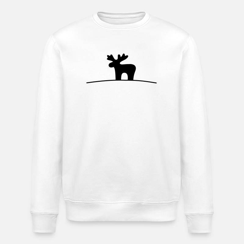 Elch Silhouette Geschenkidee Weihnachten - Stanley/Stella Unisex Bio-Sweatshirt ROLLER - Weiß