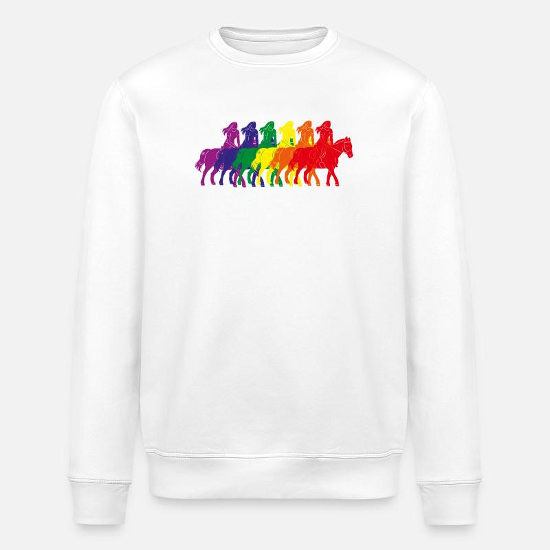 Silhouette de cavalier arc-en-ciel - Sweat bio ROLLER Stanley/Stella Unisexe - blanc