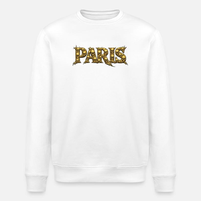 PARIS Schädel-Schrift - Stanley/Stella Unisex Bio-Sweatshirt ROLLER - Weiß