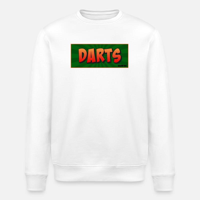 Darts Comic Retro Spielmotiv - Stanley/Stella Unisex Bio-Sweatshirt ROLLER - Weiß