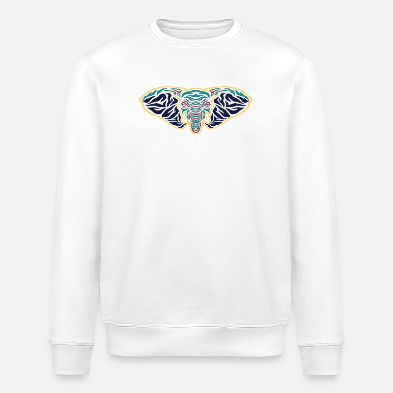 Psychedelic Elephant Head - Stanley/Stella ROLLER Unisex Organic Sweatshirt - white