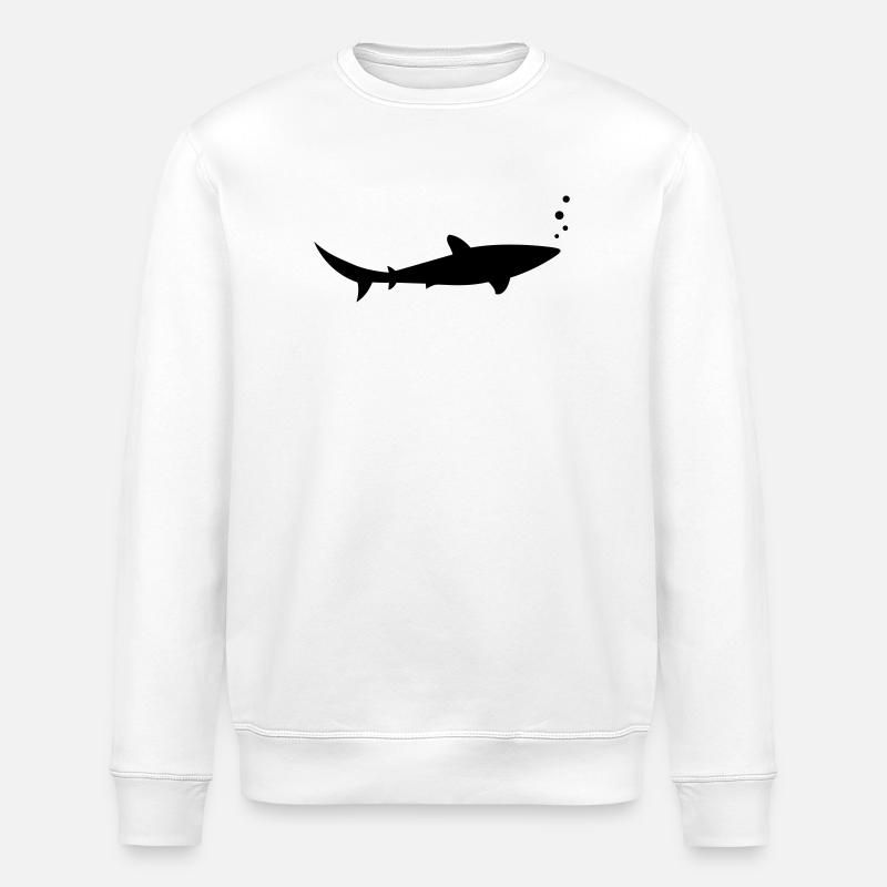 shark Hai Haifisch - Stanley/Stella Unisex Bio-Sweatshirt ROLLER - Weiß