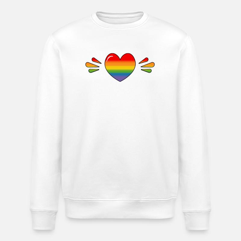 Rainbow Sparkling heart - Stanley/Stella ROLLER Unisex Organic Sweatshirt - white