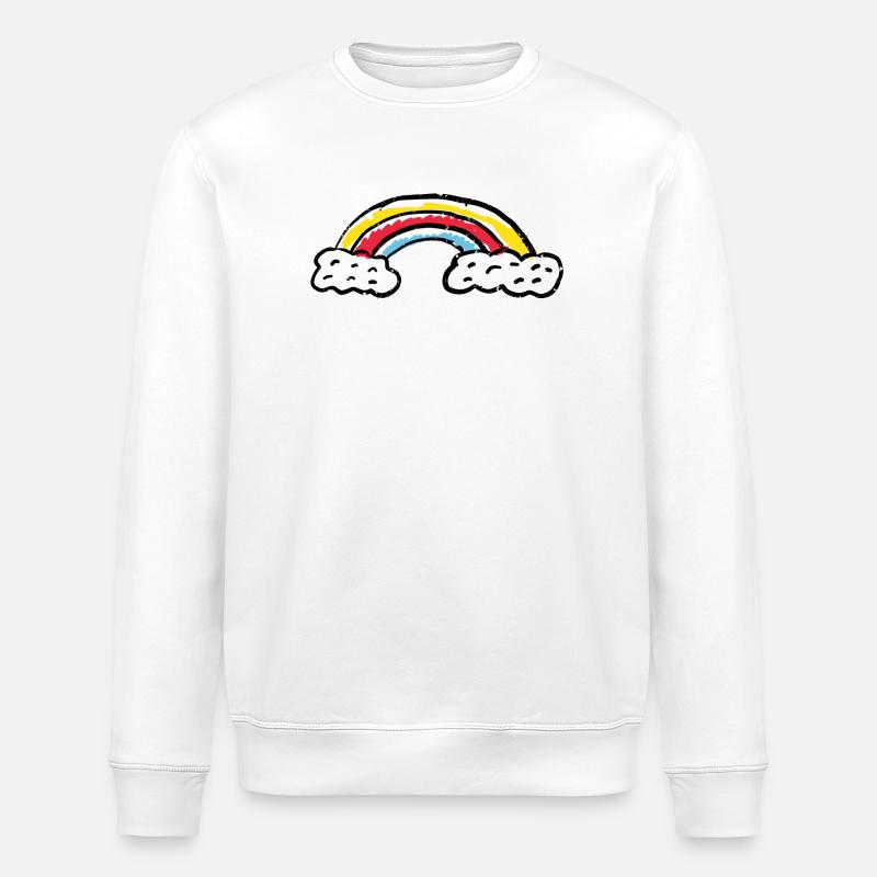 Coups d’arc de pinceau arc-en-ciel - Sweat bio ROLLER Stanley/Stella Unisexe - blanc