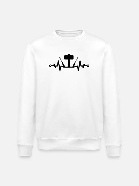 Tool Heartbeat – Hammer and Screwdriver - Stanley/Stella ROLLER Unisex Organic Sweatshirt - white