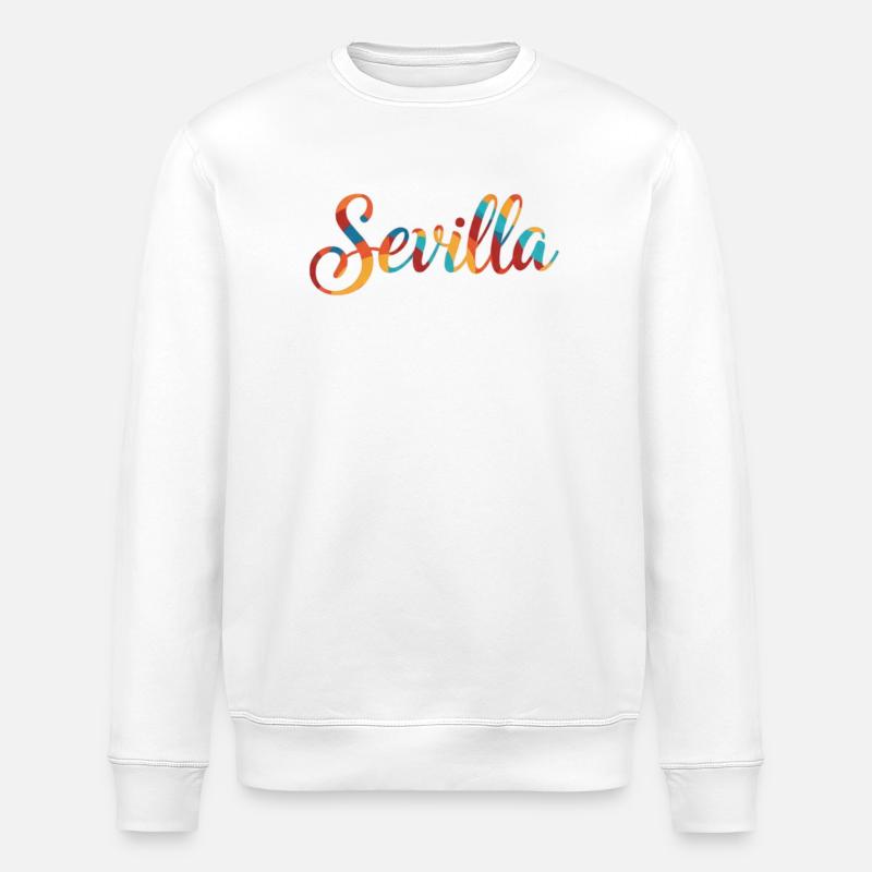 Seville Rainbow Script - Stanley/Stella ROLLER Unisex Organic Sweatshirt - white