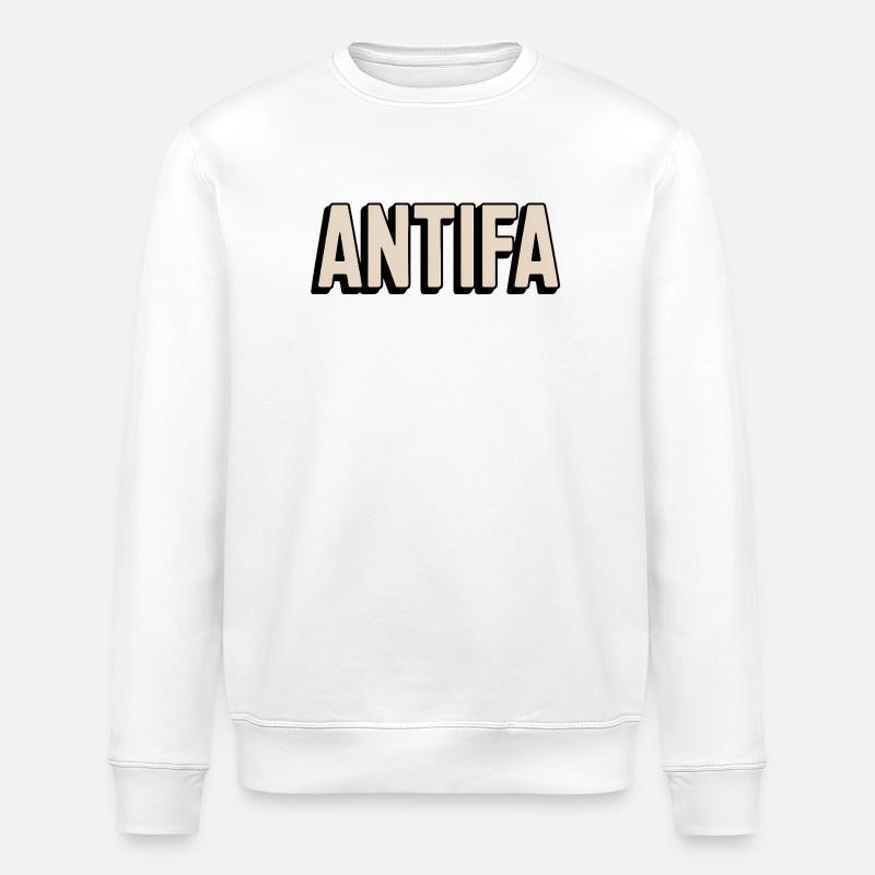 Antifa - Antifascist Merch - Stanley/Stella ROLLER Unisex Organic Sweatshirt - white