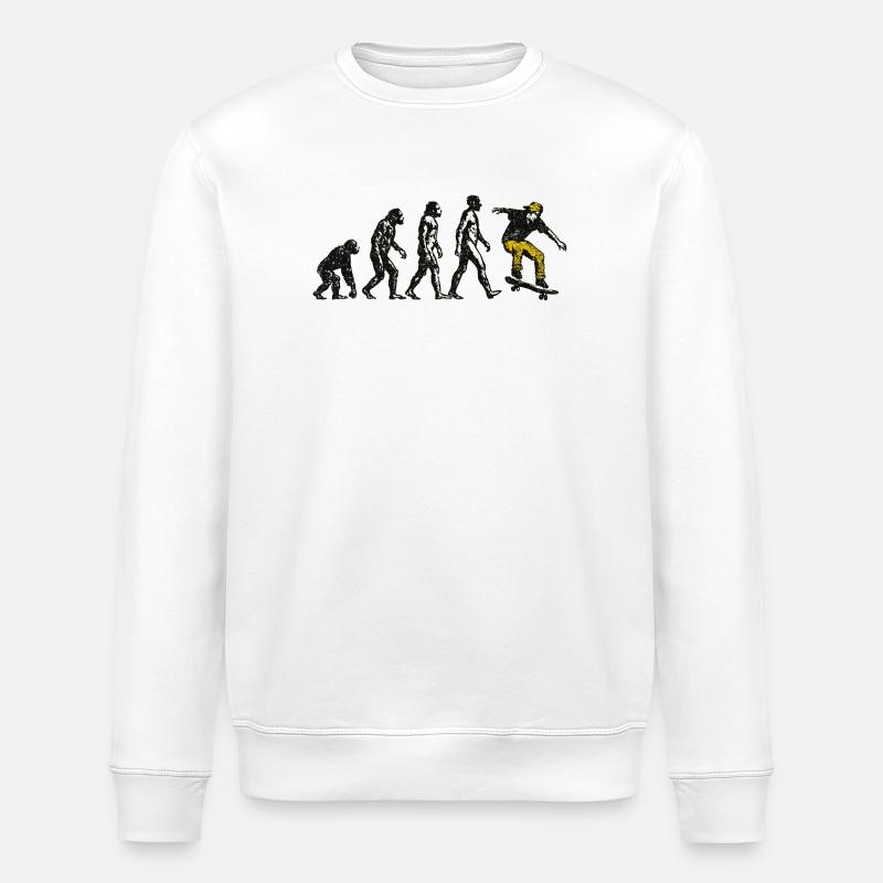 Evolution Skateboarder – Grunge Skate Design - Stanley/Stella ROLLER Unisex Organic Sweatshirt - white
