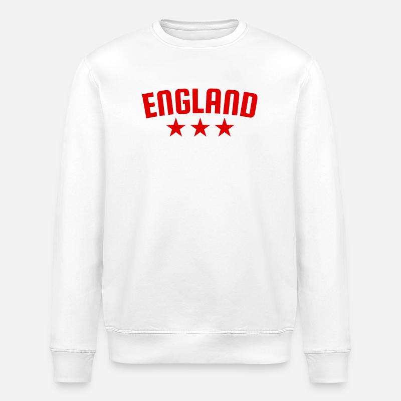 England 3 Sterne Design Rot - Stanley/Stella Unisex Bio-Sweatshirt ROLLER - Weiß