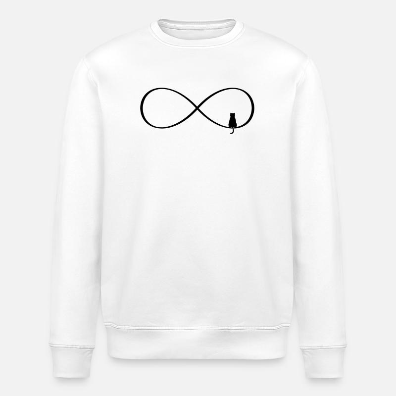 Infinity Sign Cat Love Gift - Stanley/Stella ROLLER Unisex Organic Sweatshirt - white
