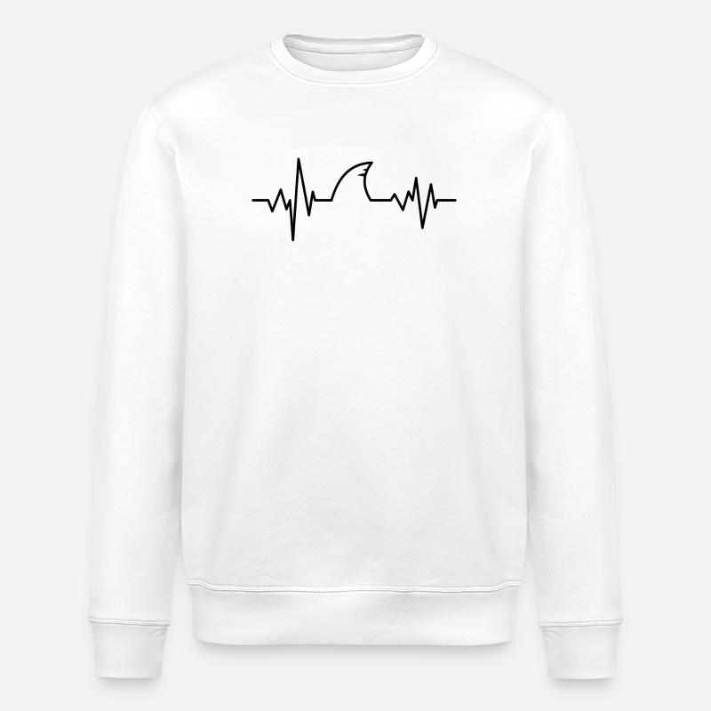 Herzschlag Haifischflosse - Stanley/Stella Unisex Bio-Sweatshirt ROLLER - Weiß
