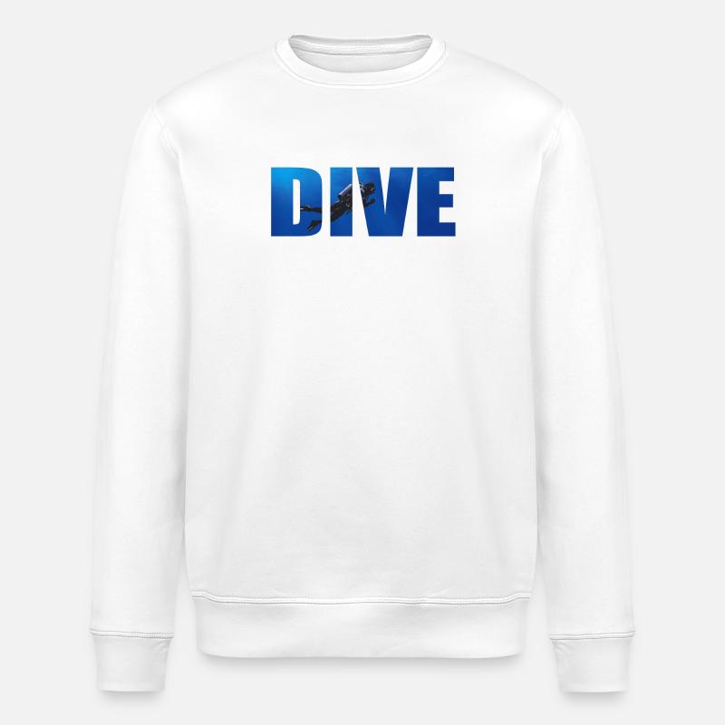 Dive Text mit Taucher im Ozean - Stanley/Stella Unisex Bio-Sweatshirt ROLLER - Weiß