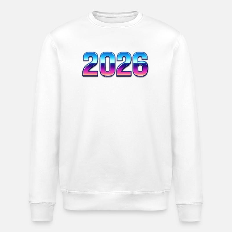 Neon 2026 Design mit Farbverlauf - Stanley/Stella Unisex Bio-Sweatshirt ROLLER - Weiß