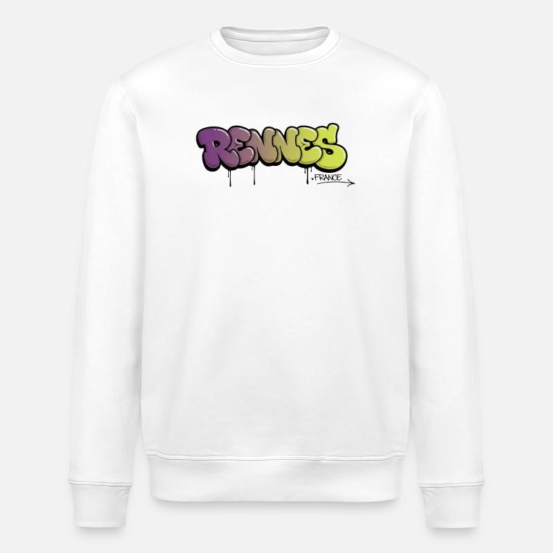 Rennes Graffiti Schriftzug mit Farbverlauf - Stanley/Stella Unisex Bio-Sweatshirt ROLLER - Weiß