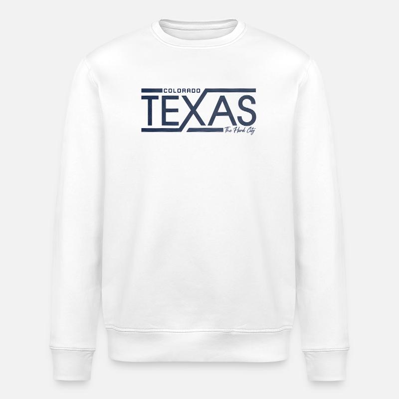 Texas Stripes Retro State Panel - Stanley/Stella ROLLER Unisex Organic Sweatshirt - white