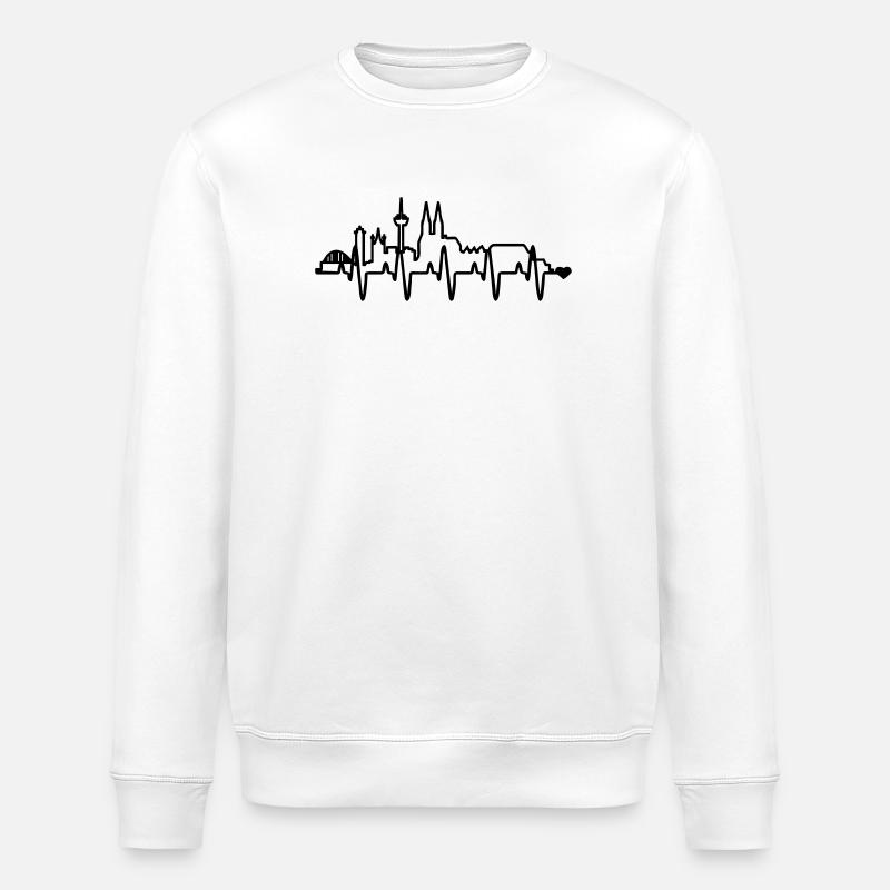 Koeln_skyline_herzschlag - Stanley/Stella Unisex Bio-Sweatshirt ROLLER - Weiß