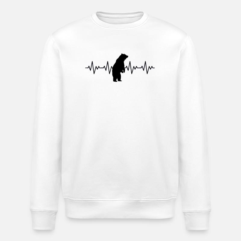 Bär EKG Herzschlag - Stanley/Stella Unisex Bio-Sweatshirt ROLLER - Weiß