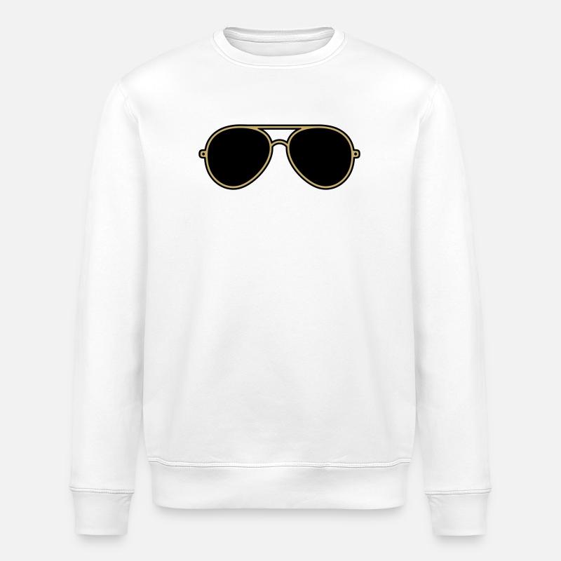 Ikoniske guld- og sorte pilotbriller - Stanley/Stella økologisk unisex-sweatshirt ROLLER - hvid